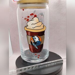 Horror‎ Movie Themed Glass Mason Jar with Lid - Unique Halloween Decor